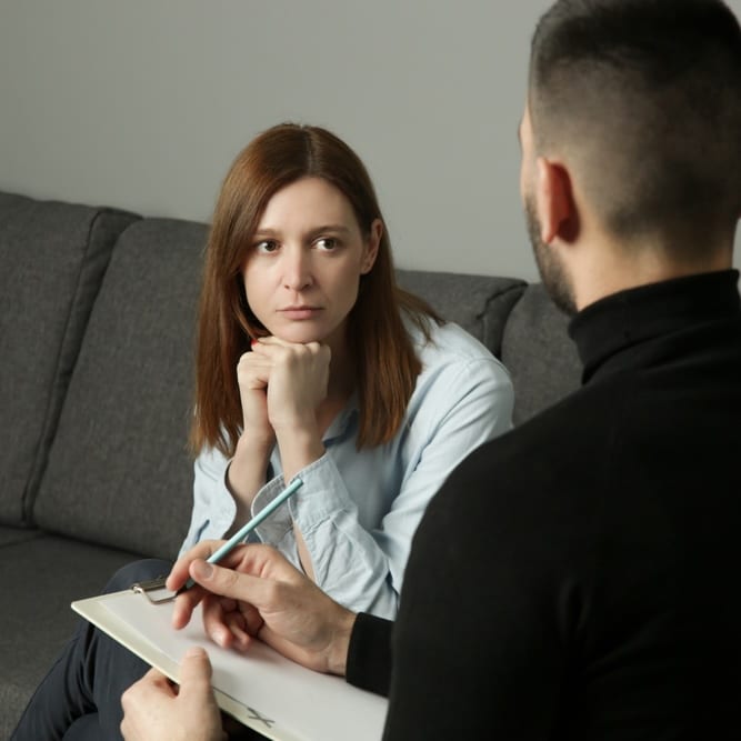 woman at counseling with Cross Addiction